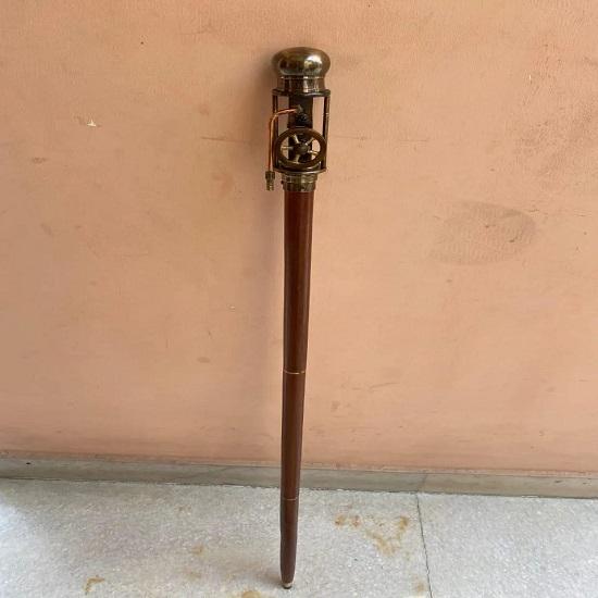 Brass Steampunk Collectible Walking Stick Cane With Model Working Steam Engine
