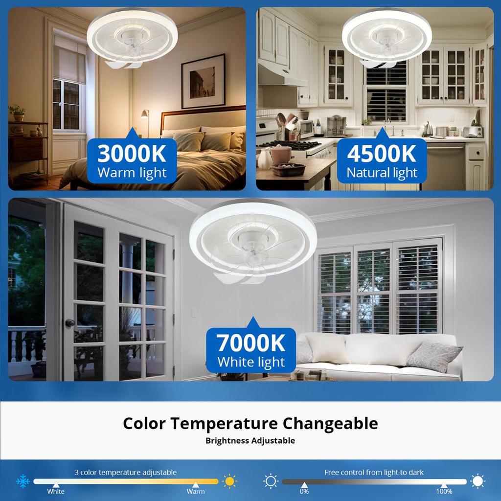Bladeless LED Ceiling Fan with Remote Control for Bedroom & Living Room