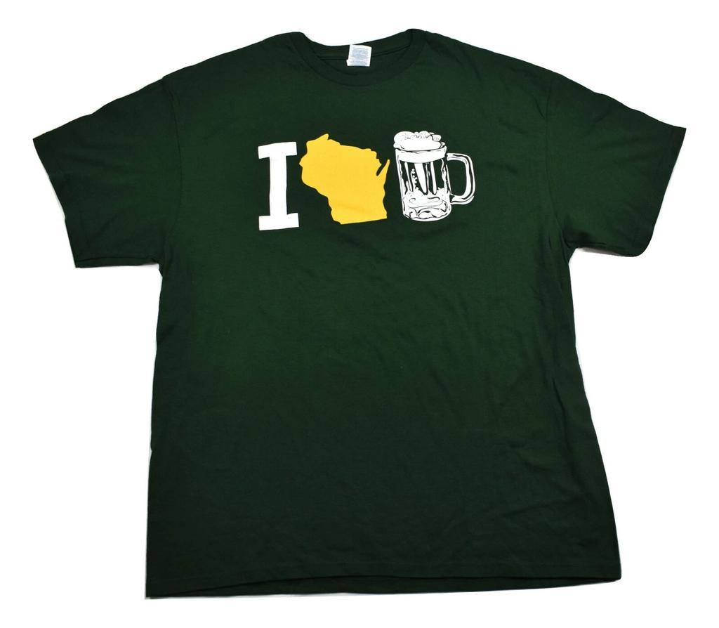 Mens I Love Wisconsin Beer Shirt New XL