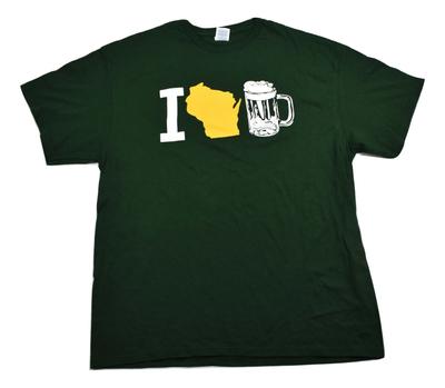 Mens I Love Wisconsin Beer Shirt New XL