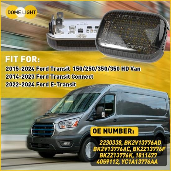 2X Cargo 24-LED Smoked Van Lens Dome Light For Ford 2015-2024 350 Transit HD Van