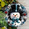 Wooden Christmas Sign with Top Hat Snowman Pattern, Cute Winter Wonderland Round Sign for Front Door Wall Hanging Decor, Ideal Christmas Gift