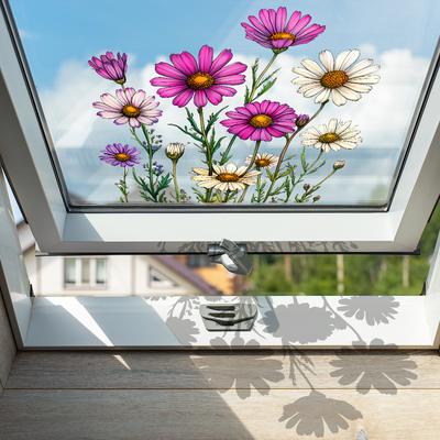 Gemalte Blumen Balkon Glasfenster Heimverschönerung Dekorative Fensteraufkleber