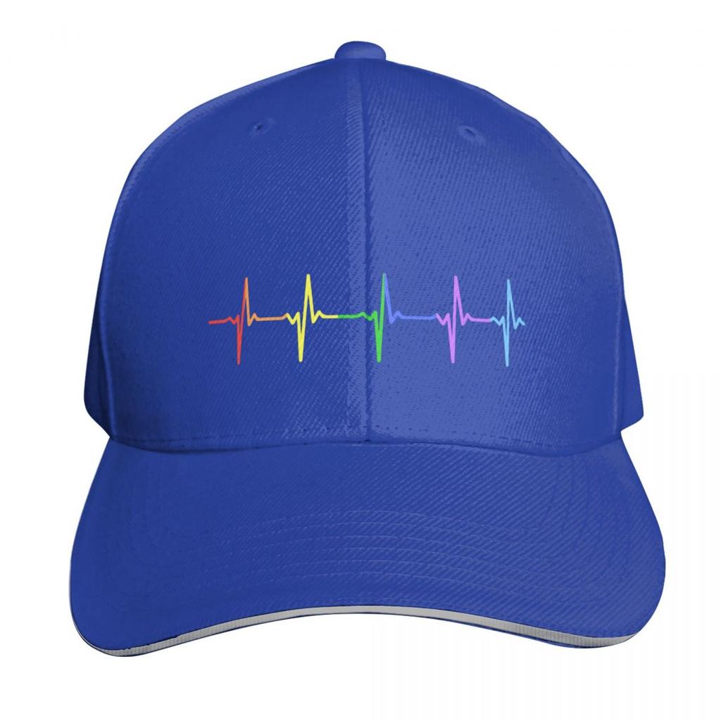 Regenbogen Puls Herzschlag LGBT Baseballkappe Trucker-Hut Neuer Hut Luxusmarke Schiffermütze für Unisex Unisex Damen