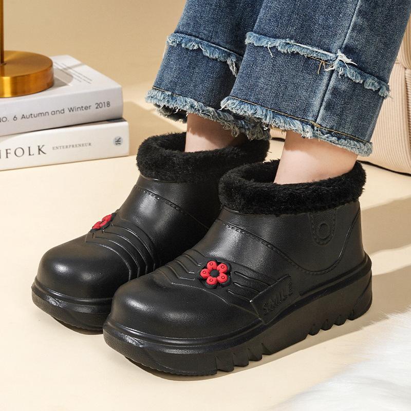 Fleece Snow Boots Thermal Rain Boots Laundry Car Wash Kitchen Hygiene Waterproof Rain Shoes Kitchen Shoes