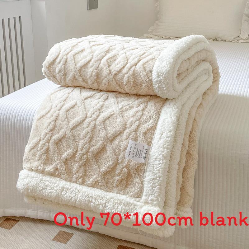Jacquard Color Solid Thickened 70x100cm Blanket Double Sided Fluff Plush Office