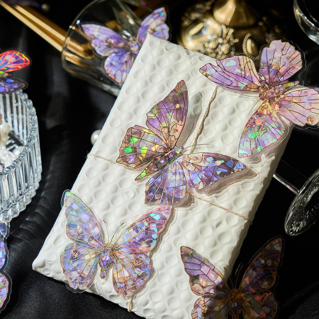 Zaomao 3D Gold Foil Sticker Pack: Butterfly and Flowers Series Decorative Stickers for Journals
