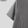 INCERUN Men Mockneck Short Sleeve Solid Color Casual Fittd T-shirts Tops