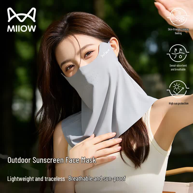Mao Ren Summer UV Protection Cycling Face Mask светло-серый