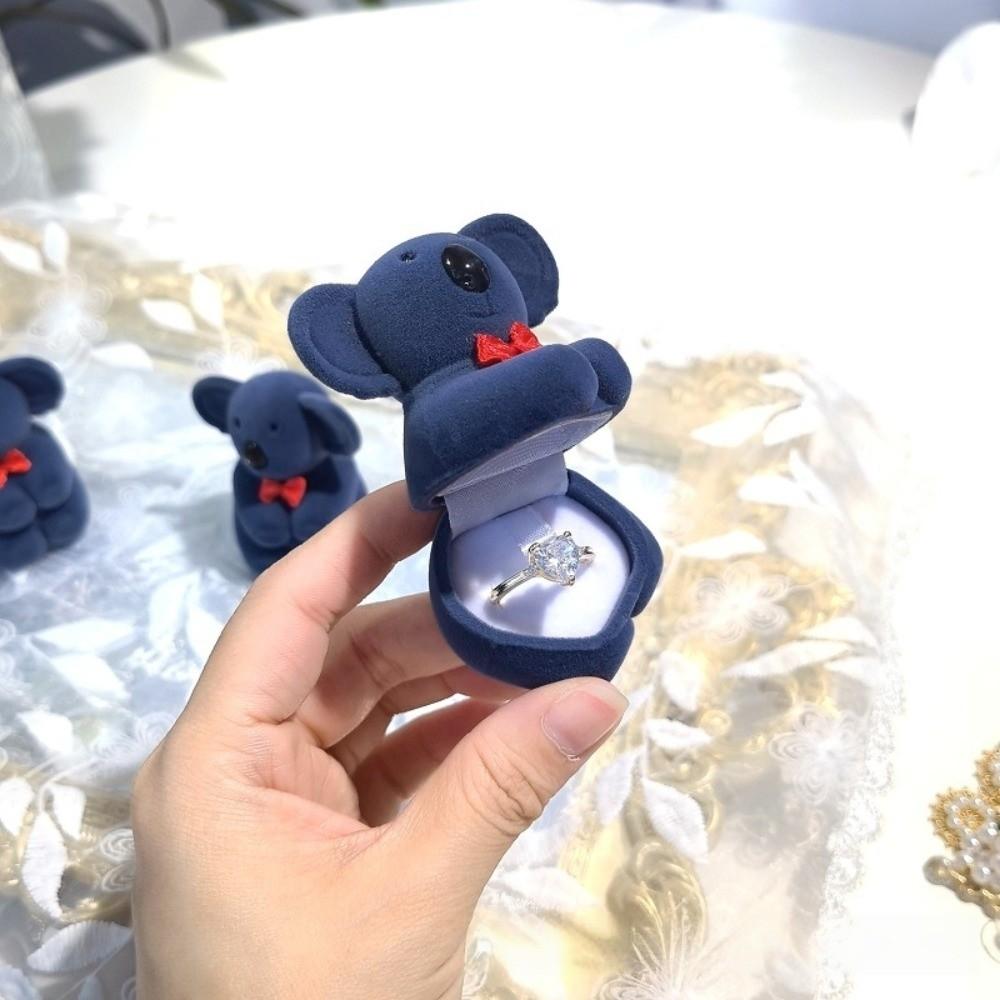 Lion Animal Flocked Jewelry Box Crocodile Koala Necklace Organizer Storage Puppy Ring Box  Propose