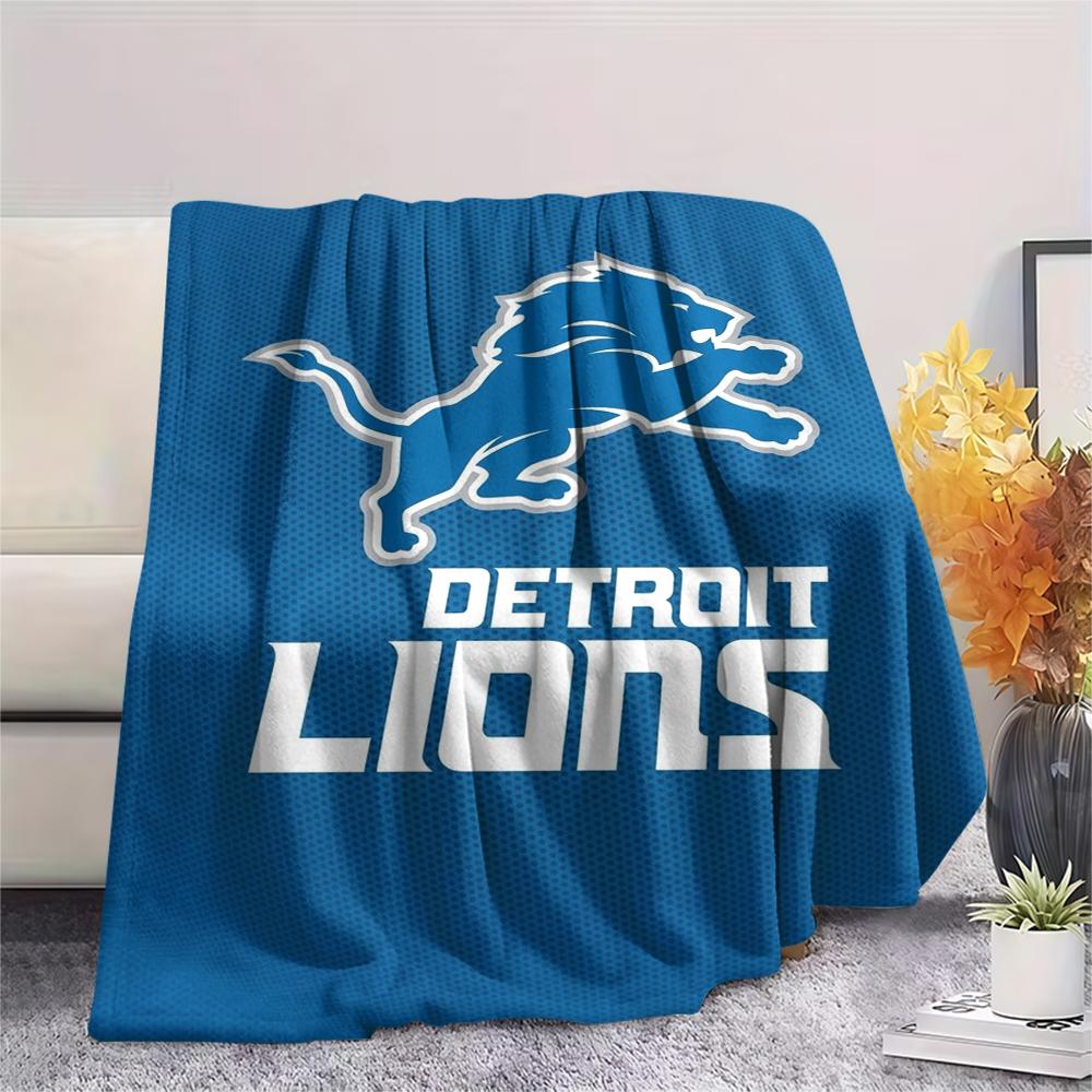 Coperta in Flanella Stampata Detroit Lions, Alta Qualità, Confortevole per Tutte le Stagioni, Arredamento per la Casa, Calore e Comfort, Perfetta per Regali di Natale