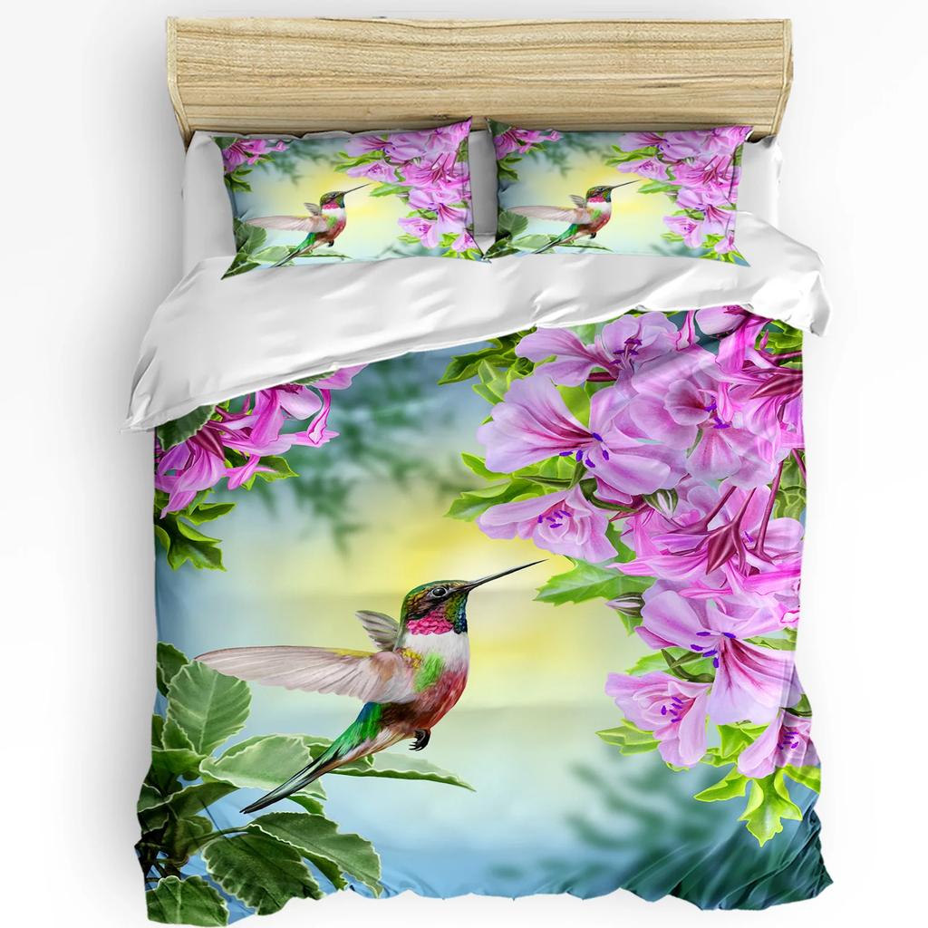Oriole Peach Blossom Spring Bird Flower Duvet Cover Bed Bedding Set Home Quilt Cover Pillowcases Bedroom Bedding Set No Sheet