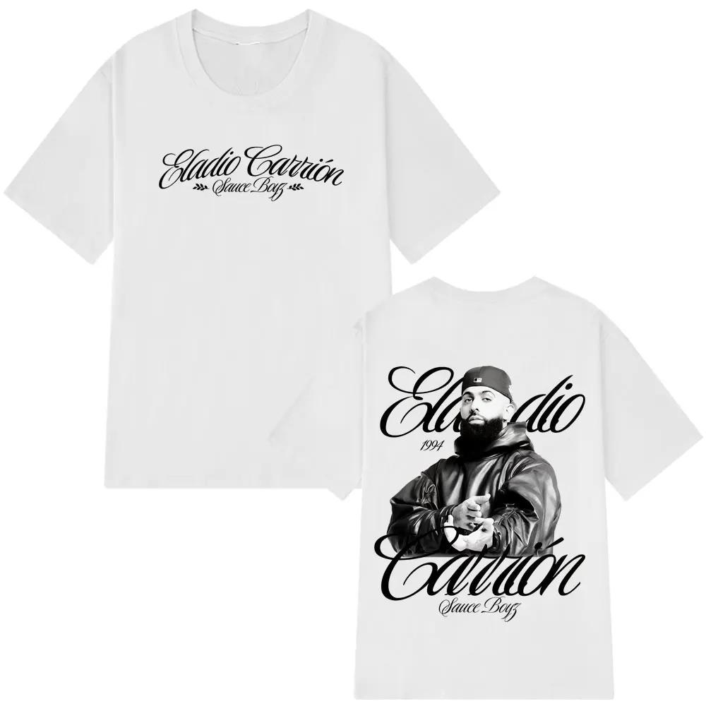 Rappeur Eladio Carrión Sauce Boyz Tournée 2026 T-shirt Album Hommes Femmes T-shirts Vintage Manches Courtes Hiphop Punk Streetwear