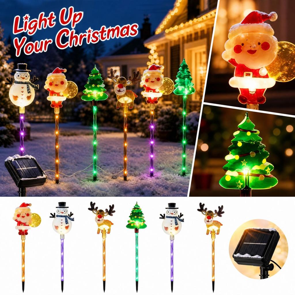 Christmas Outdoor Lights, 6-Piece Christmas Tree Snowman Garden Yard Decor