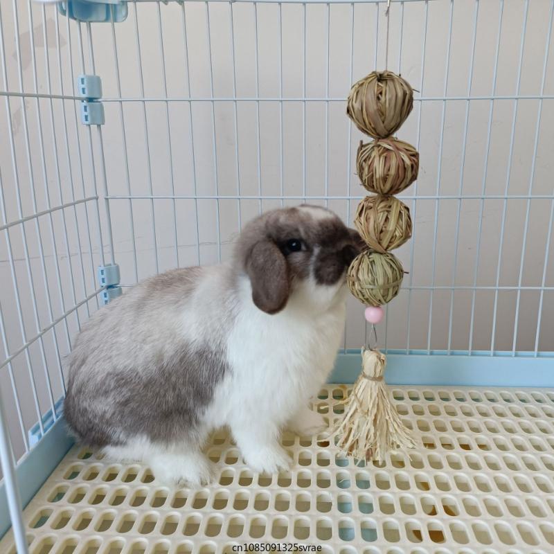 Bunny Chew Toy for Teeth Hay Grass Treat Bunny Chew Toys Small Pets Dental Care Handwoven Grass Balls Cage Toys Pet Products