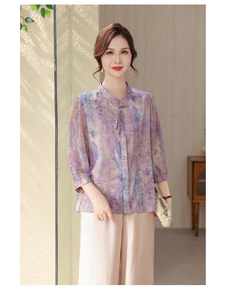 2026 New Style Chinese Wide-Leg Chiffon Top for Middle-aged and Elderly Women
