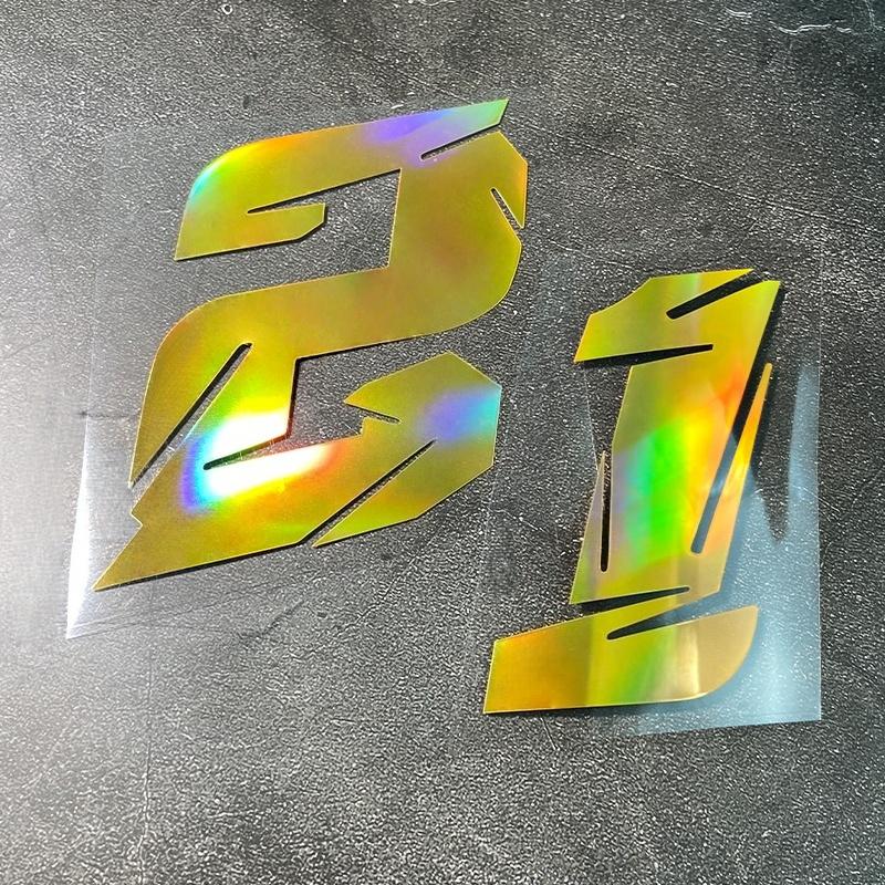 1PC 0to9 Gold Laser Number Motorcycle Stickers Waterproof for Motorbike Fairing Fender Fuel Tank Helmet Bicycle Vinyl Decals