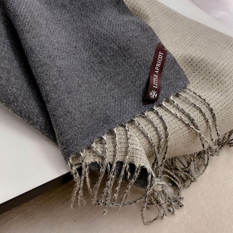 Double-sided Good Quality Solid Color Scarf Women's Winter Versatile Simple Long Shawl Earth Color Scarf