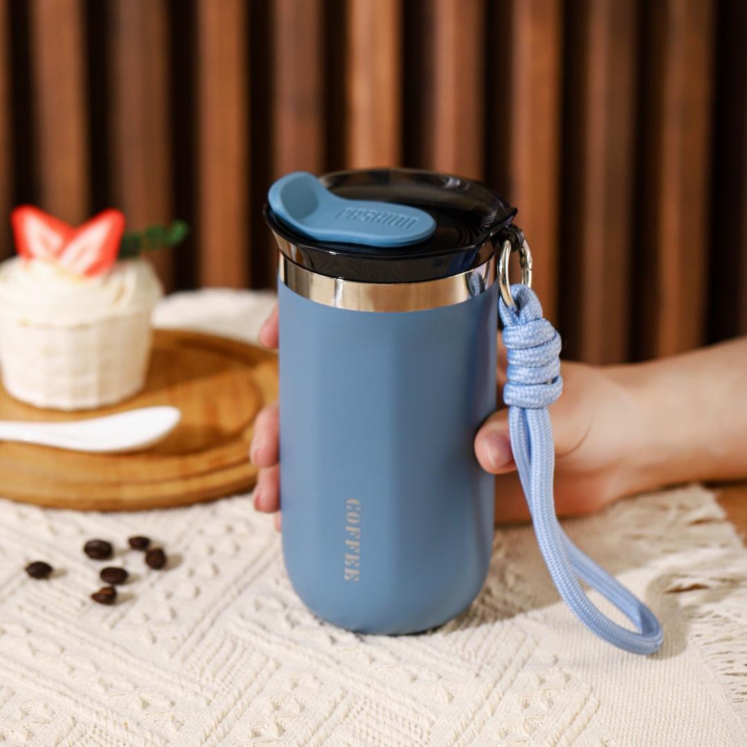 

Stylish Portable Double Drink Insulated Cup Student Couple Accompanying Water Cup Travel Drinking Cup Steel Coffee Cup Durable 350ml