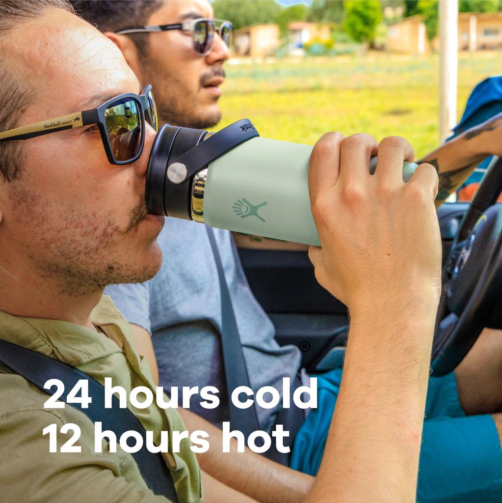 Flex Sip Wide Mouth Stainless Steel Coffee Bottle, 16oz (473ml), Leaf Design, Insulated (Official Japanese Product)