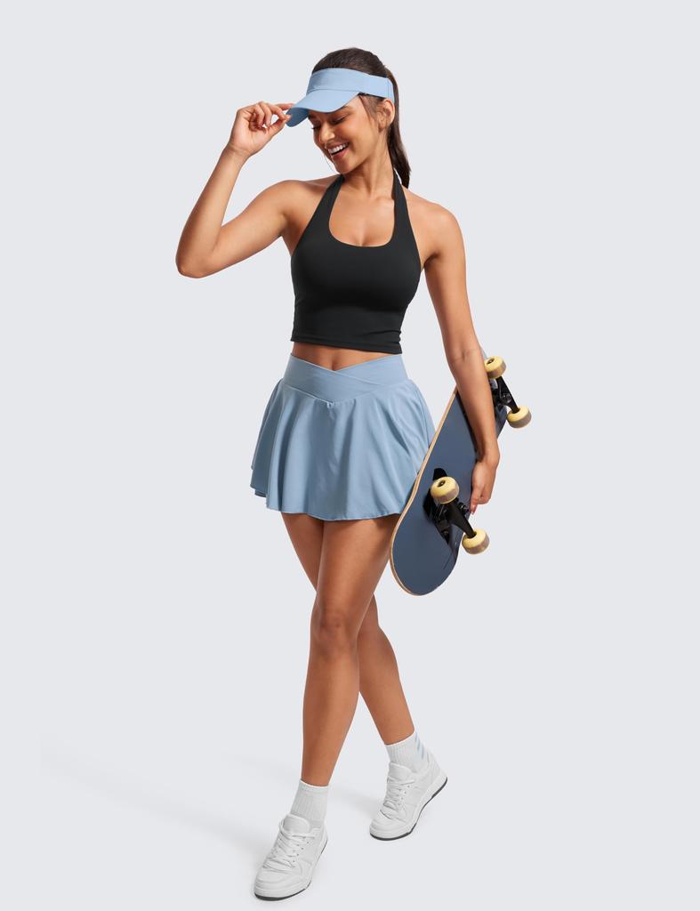 CRZ YOGA Halter Neck Sports Bra with Asian Size S Women's Cups, Fit, Butterluxe, Black,