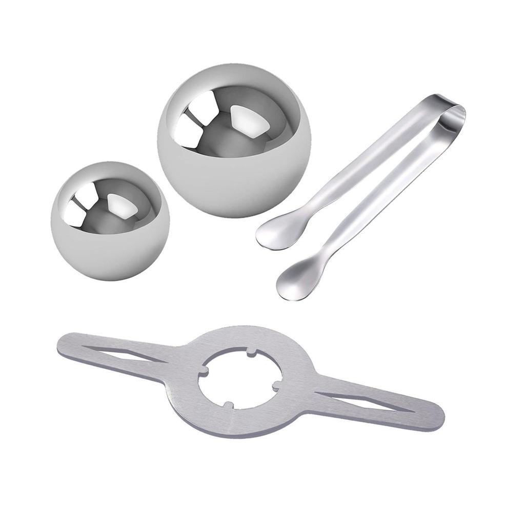 Coffee Ice Ball Rack Reusable Portable Stainless Steel with Holder Stainless Steel Ice Ball Set for Tea Time Home Bar Party Cafe