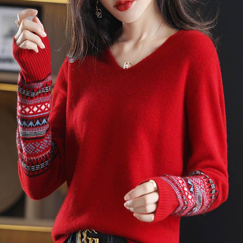 Pulover pentru Femei Toamnă Iarnă Îngroșat Călduros Tricotat Elastic Mânecă Lungă Decolteu în V Topuri