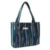 Stylish Blue Pink Beige Rainbow Striped Canvas Tote Bag With Embroidery For Daily Use