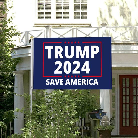 

Флаг Трампа 2024 года, флаг Америки, двухсторонняя печать, баннер 3x5 футов, ярд, с 2 латунными элементами B