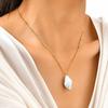 Marine Style Ceramic Conch Bead Chain Necklace,Gold Plated Stainless Steel Necklaces for Women,Fashion Jewelry Gift
