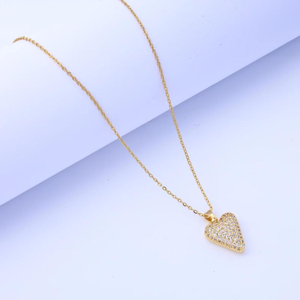 High Version Light Luxury Micro Inlay Love Pendant Titanium Steel Necklace Women's Fashion Versatile Net Red Full of Diamonds Fe