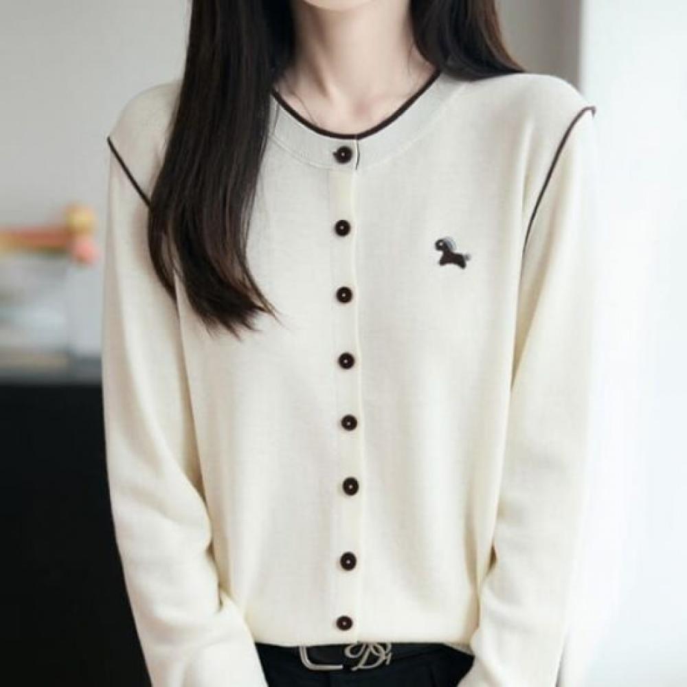 Navava Women Embroidery Point Long Sleeve Knit Cardigan Nk3565