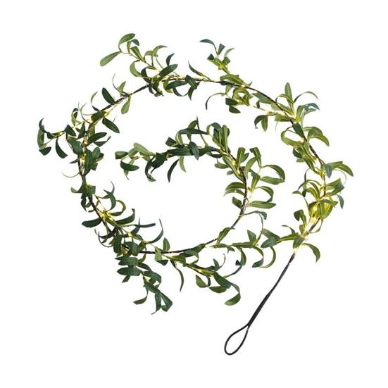 Lighted Artificial Greenery Twig Vine Garland 96 Fairy Lights 6FT Battery Operated Pre-lit Faux Olive/Eucalyptus Vine with Timer