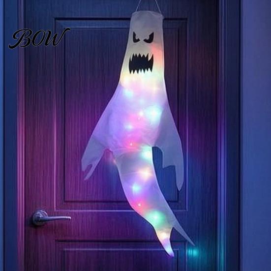 Festival Party Supplies 47 Inch Halloween Hanging Ghost Windsock with LED Lights, Luminous Flying Ghosts Glowing Yard Ornaments Flag Wind Socks