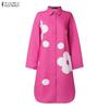 ZANZEA Women Casual Turn Down Collar Long Sleeve Floral Print Loose Shirt Dress