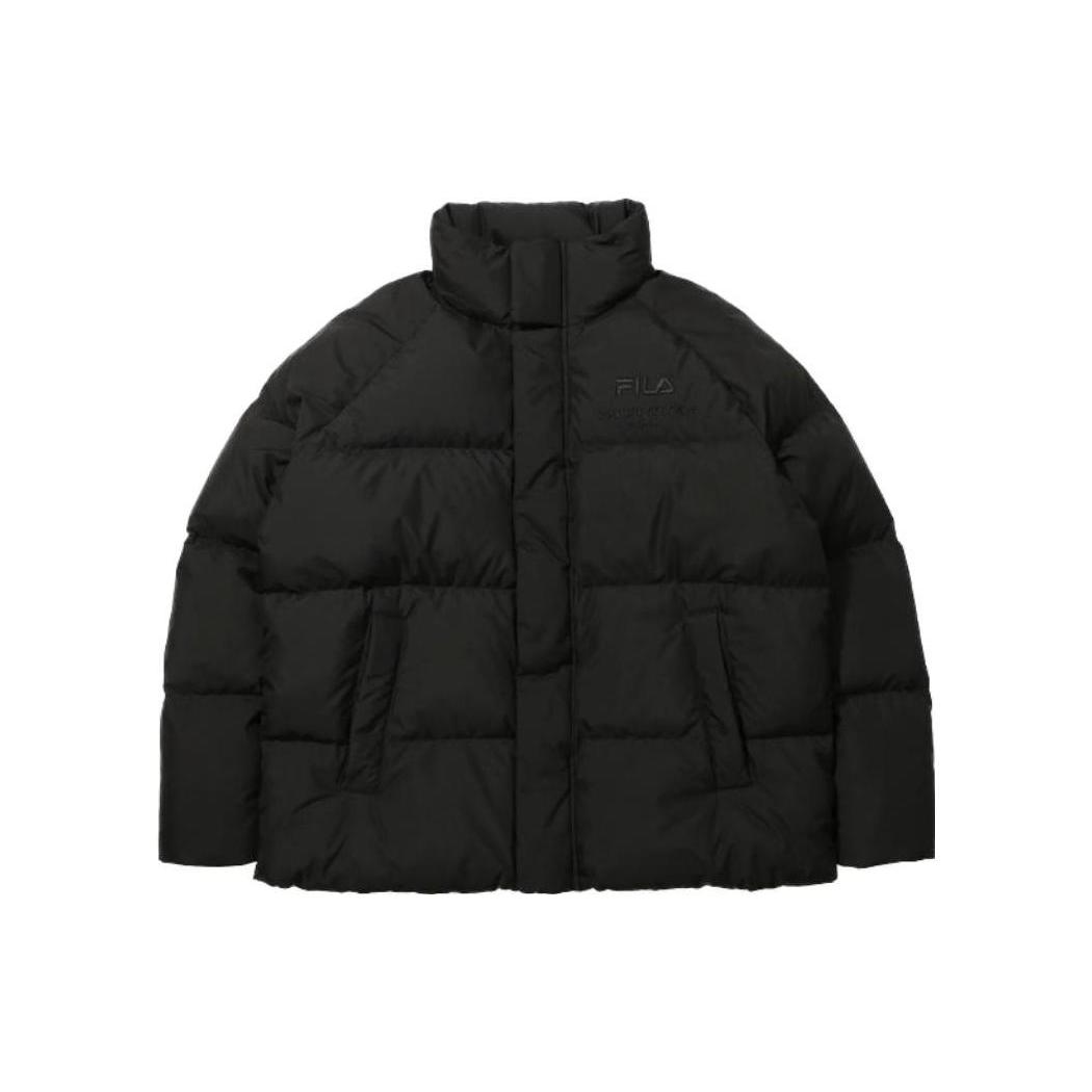 FILA Down Jackets Unisex Black Stand Collar Moderate Puffer Jacket FS2DJD4101X-BLK L