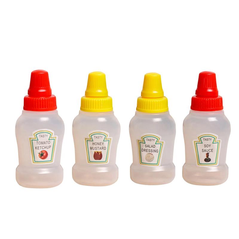 Mini Portable and Cute Sauce Bottle, Plastic Seasoning Squeezing Sauce Bottle, Japanese-style Salad Dressing Portioning Bottle