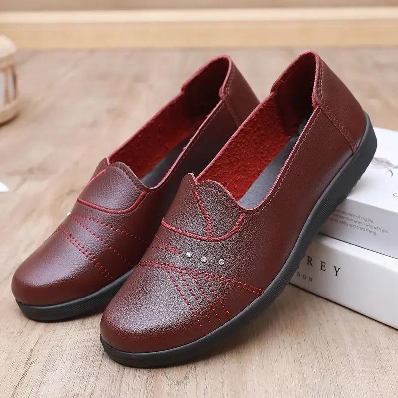 Women's Shoes New Comfort Casual Shoes Moccasin Light Soft Leather Shoes Classic Slip On Loafers Office Footwear Mocasines Mujer