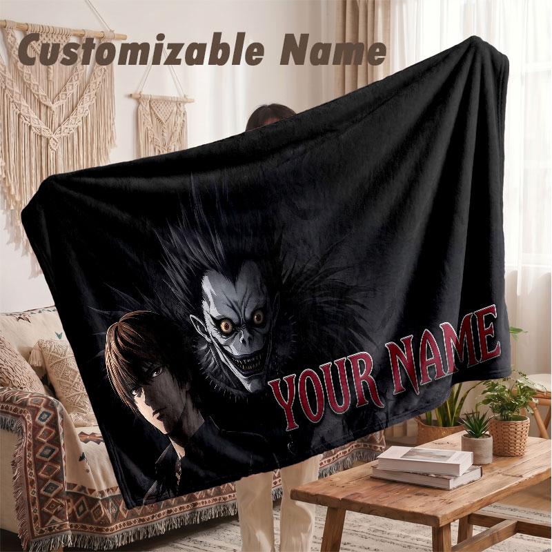 Custom Name Flannel Blanket,Death Note Lightweight Warm Bed Blanket For Couch & Holiday Gift