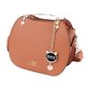 Woman Fashion Handle Bag with Adjustable Straps Cute Animal Pendant Decorations PU Leather Shoulder Bag Deep Yellow