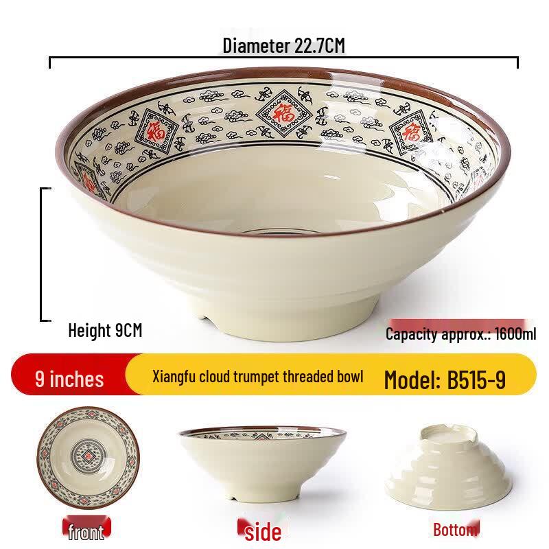 Nordic Style 9-inch Melamine Noodle Soup Bowls (2-pack)