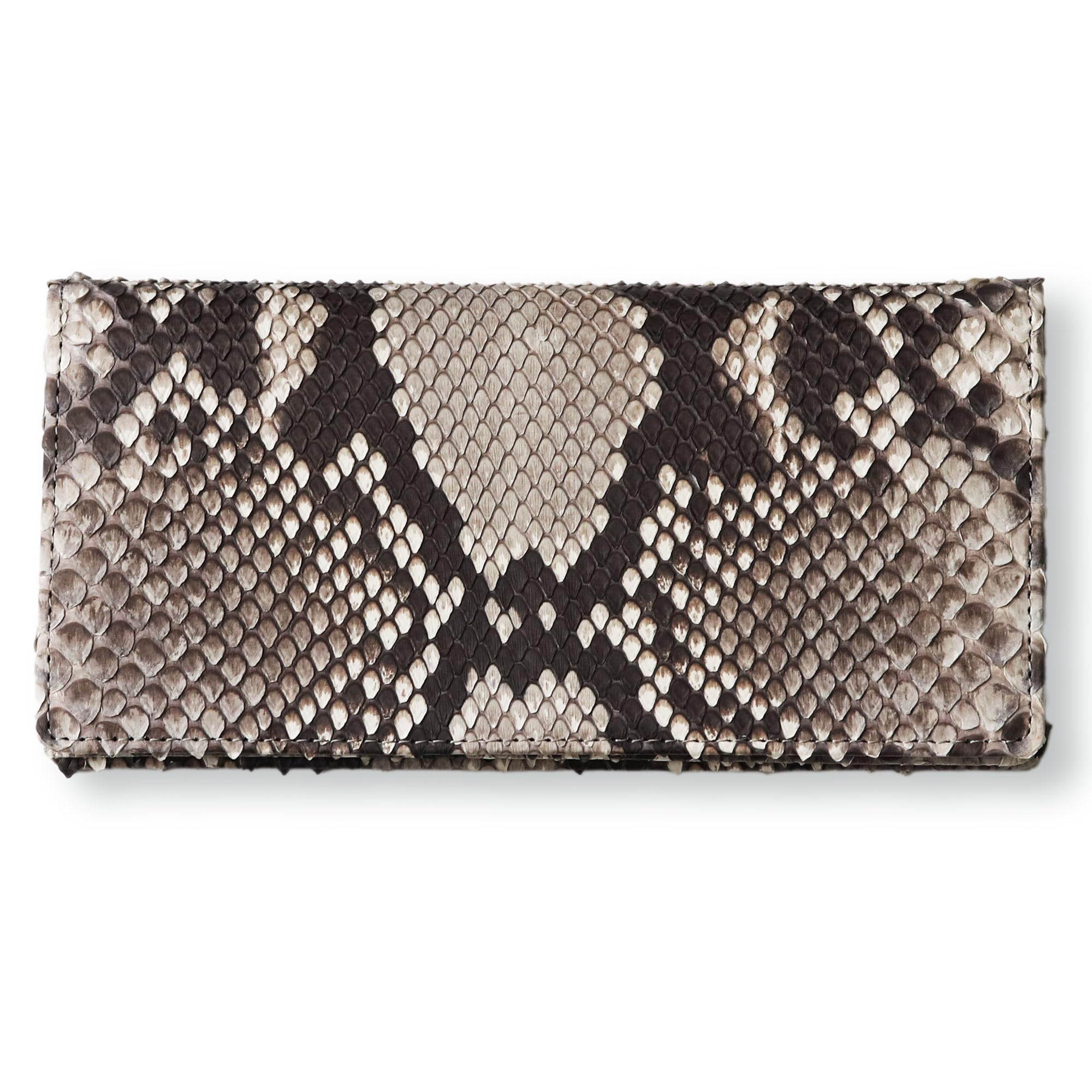 

CLW Изделия из кожи крокодила Длинный кошелек из кожи питона Diamond, Натуральная кожа, Сделано в Японии, Мужской длинный кошелек с отделением для монет, Подарок от бренда (Золото