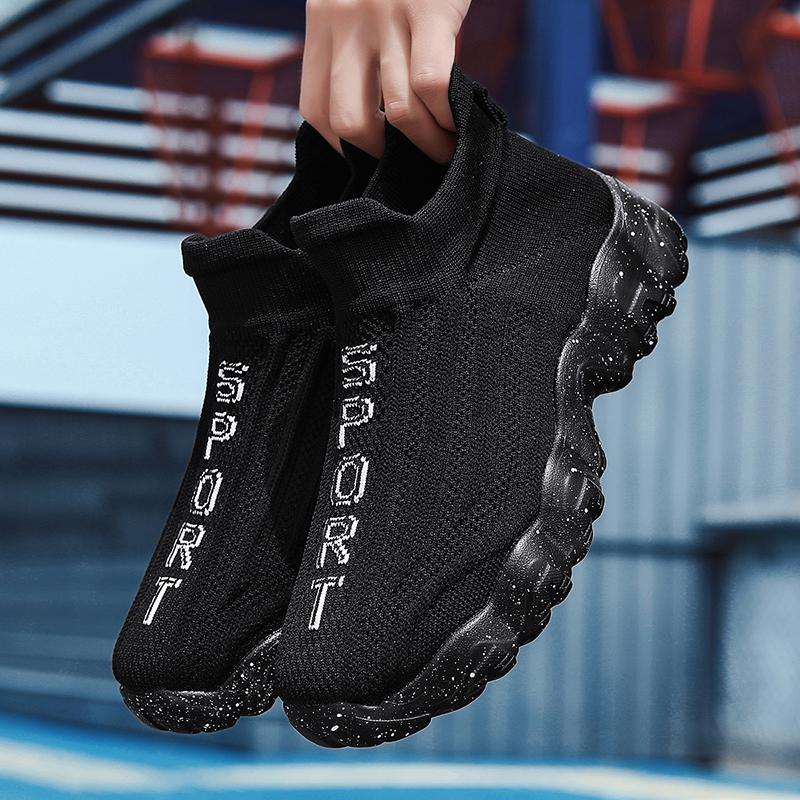 Men Shoes New Comfortable High-top Walking Shoes Women Lightweight Fashion Casual Sneakers Breathable Slip on Mens Loafers Black