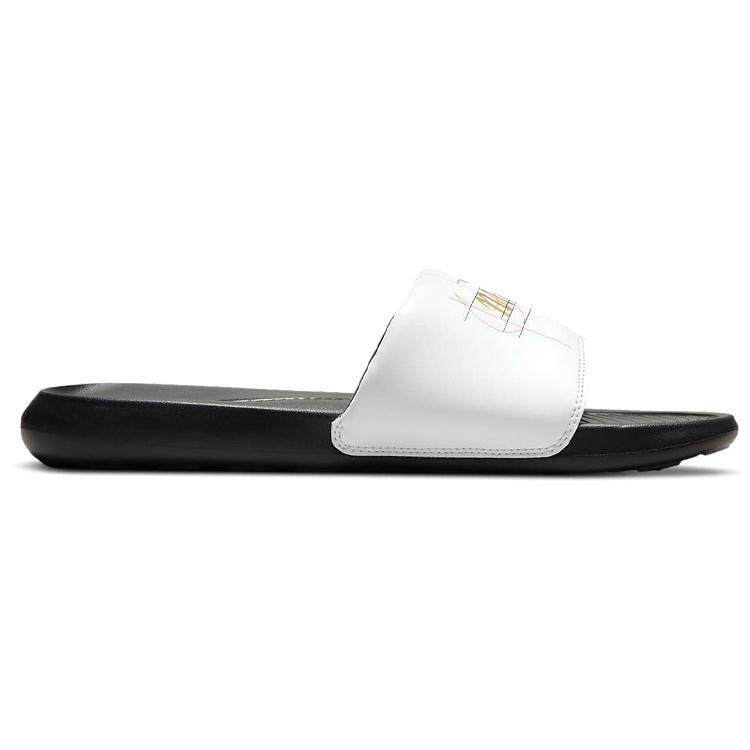 New Nike Victori One Printed Slide 'White Metallic Gold' CN9678-103