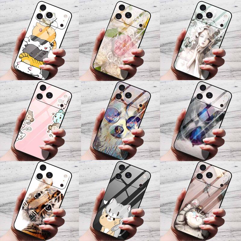 Cute Case For iPhone 17 Pro Plus Capa 17 Pro Max Bumper Luxury Tempered Glass Hard Back Cover iPhone17 Air Funda Animal Patterns