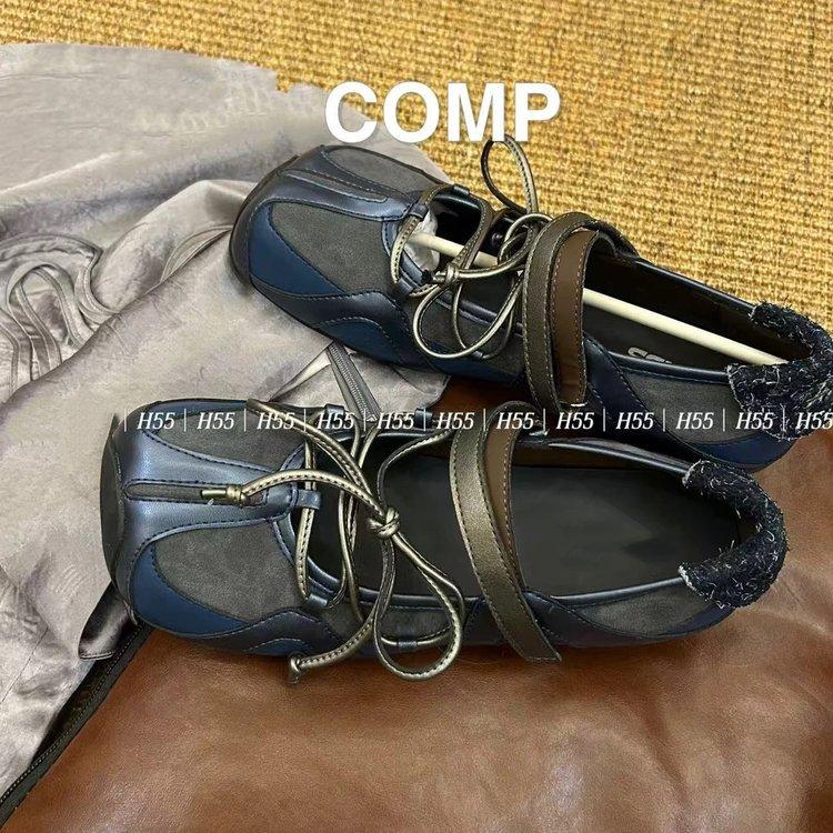 Soft leather version~ Rebellious ballet Velcro Mary Jane shoes women's splicing leather casual versatile single shoes H55 same style