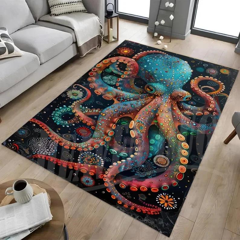 

Deep Sea Dark Magic Octopus Carpet for Living Room Bedroom Bedside Soft Rug Lounge Non-slip Floor Mat Kitchen Entry Doormat 40x60cm16x24in