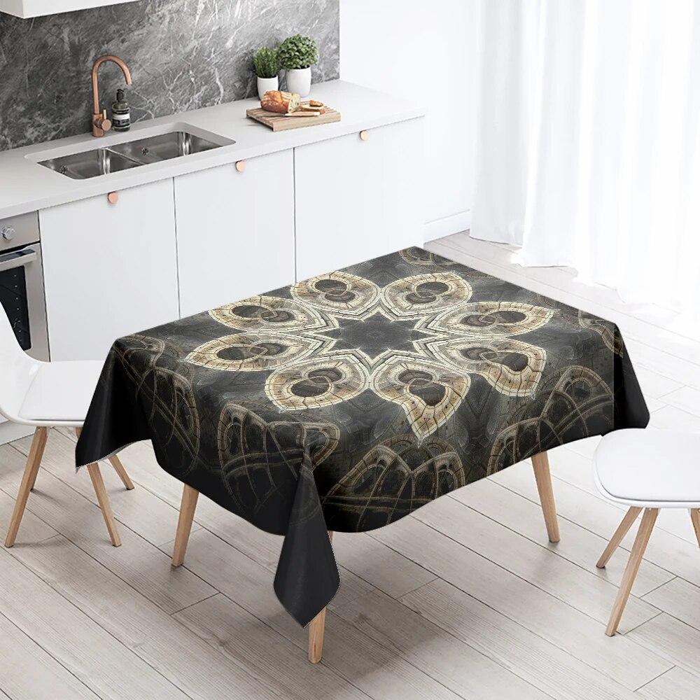 Psychedelische geometrische Mandala-Tischdecke, Hochzeitsdekoration, Restauranttisch, wasserdicht, rechteckig