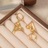 Korean Heart Pendant Earrings: Fashionable Titanium Steel Geometric Ear Cuffs, Chic Luxury Jewelry for Women