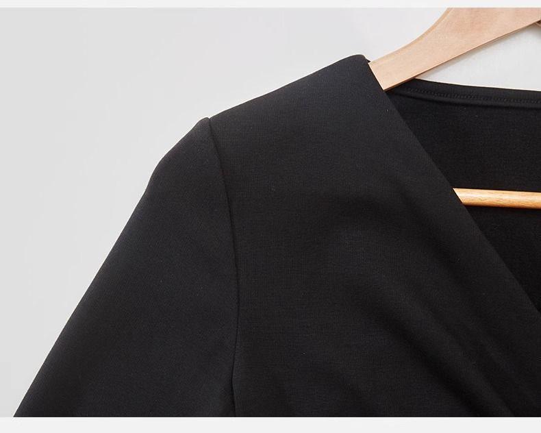 Damen Slim Fit Schwarzes Kleid mit Samt, Perfekt für Frühling und Sommer